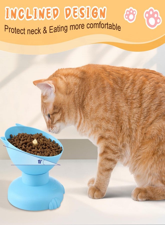 SilTriangle 4 Pcs Raised Elevated Cat Bowls for Indoor Cats Removable 15° Tilted Raised Kitty Food Bowls Plastic Extra Wide Feeding Dish for Food Water Anti Vomiting - Image 3